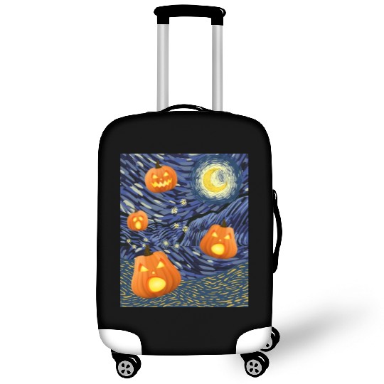 Starry Night with Pumpkins Funny Halloween Art Luggage Covers