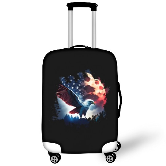America eagle under Moon with American Flag Luggage Covers