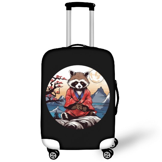 tanuki raccoon dog in kimono in anime style Luggage Covers