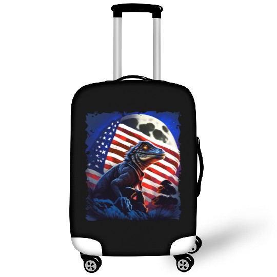 America lizard under Moon with American Flag Luggage Covers