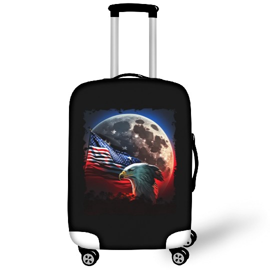 America eagle under Moon with American Flag Luggage Covers