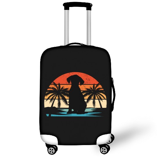 Dachshund retro vintage dog beach sunset tree Luggage Covers