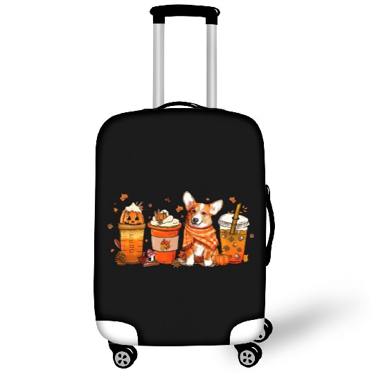 Fall Coffee with Corgi Pumpkin Spice Latte Lovers Luggage Covers