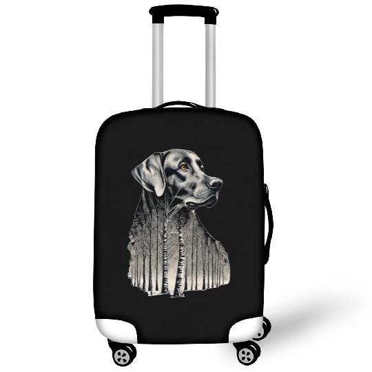 Funny black labrador charcoal drawing Luggage Covers