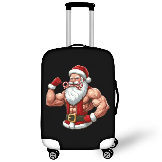 Muscular Santa Fit for the holidays Luggage Covers