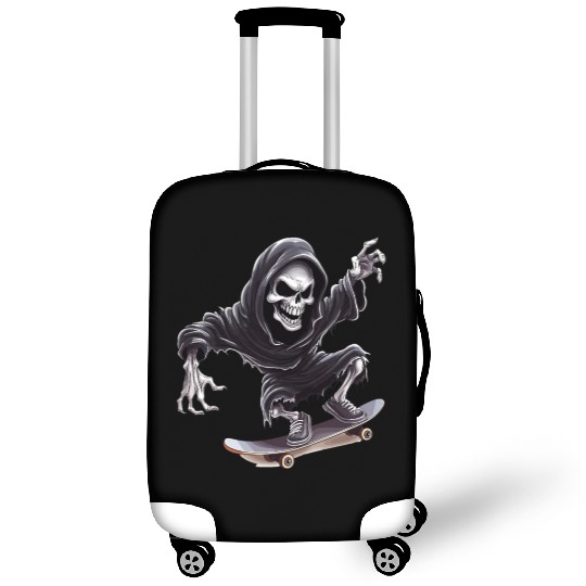 Grim Reaper Shreds the Streets: Skateboarding for Luggage Covers