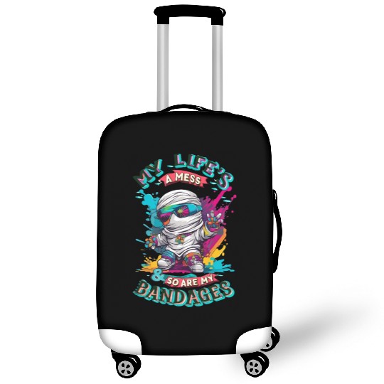 My Life's A Mess Funny Cute Halloween Mummy Design Luggage Covers