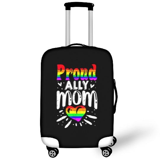 Retro Proud Ally Mom Rainbow Heart LGBT Gay Pride Luggage Covers