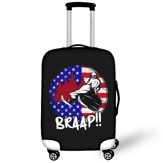 Snowmobile USA Flag Snowmobile Winter Luggage Covers