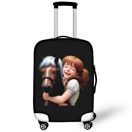 Little Girl Hugs Her Pony Luggage Covers