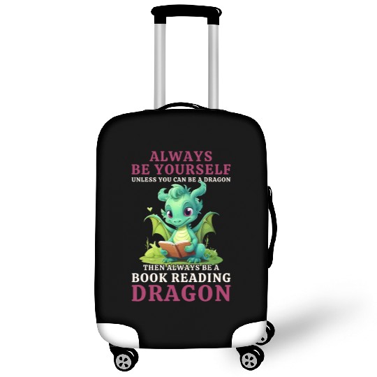 "Always Be Yourself" - Book Reading Green Dragon Luggage Covers