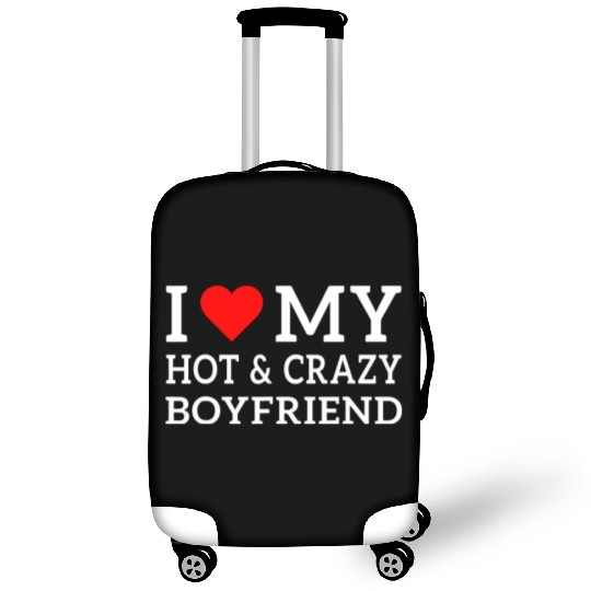 I Love My Hot and Crazy Boyfriend with Heart Luggage Covers