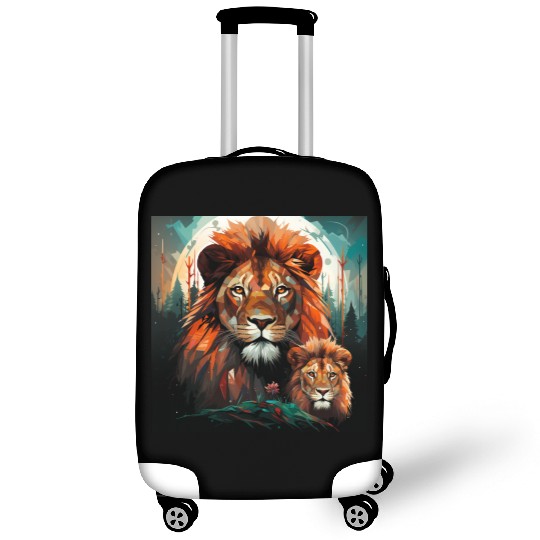 Geometric Lion Mother and Lion Cub in the Forest Luggage Covers
