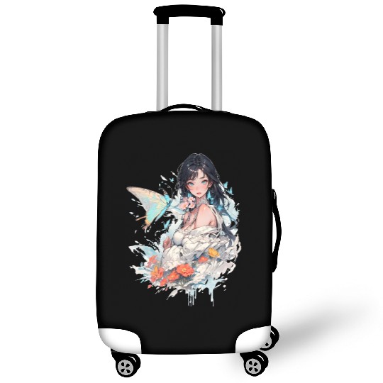 beautiful lady and butterfly Luggage Covers