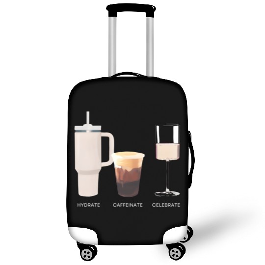 Hydrate Caffeinate Celebrate Water Coffee Rose Luggage Covers