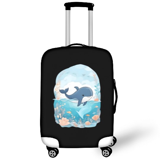 cute whale in cartoon fantasy Luggage Covers