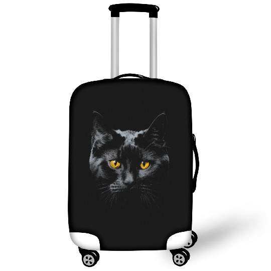 Black Cat Face Yellow Eyes Cat Halloween Costume B Luggage Covers