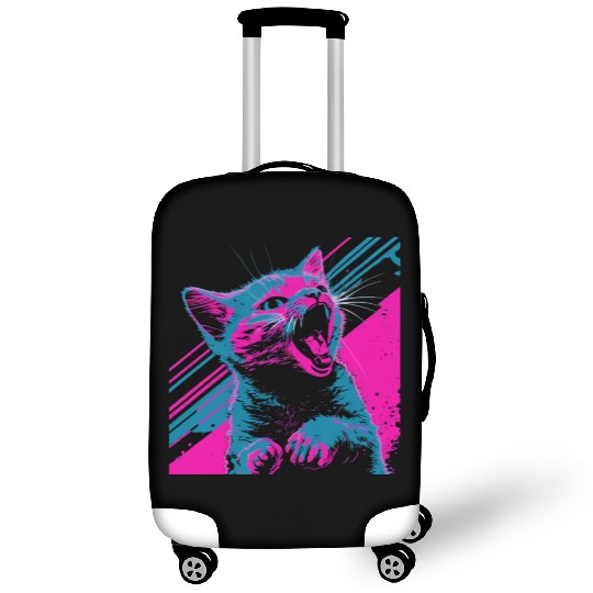 Glitchy Kitten Techno Digital Cat Lovers Meow Luggage Covers