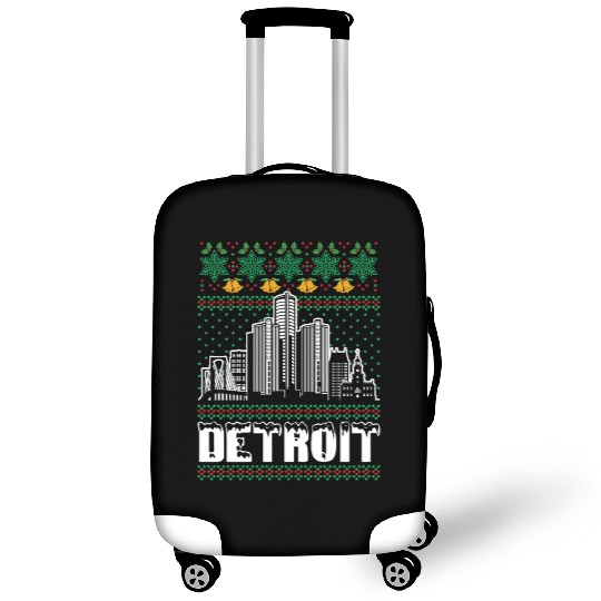 Detroit Michigan Ugly Christmas Luggage Covers