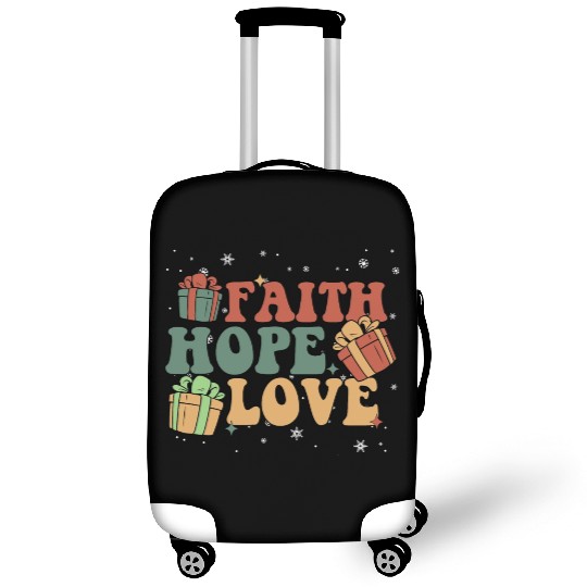 Faith Hope Love Religious Family Christmas Luggage Covers