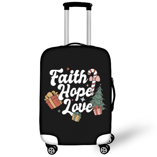 Faith Hope Love Religious Family Christmas Luggage Covers