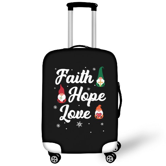 Faith Hope Love Religious Family Christmas Gnome Luggage Covers