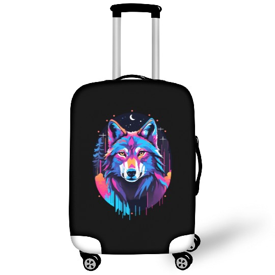 Eerie Blacklight Wolf Luggage Covers - Neon Colors