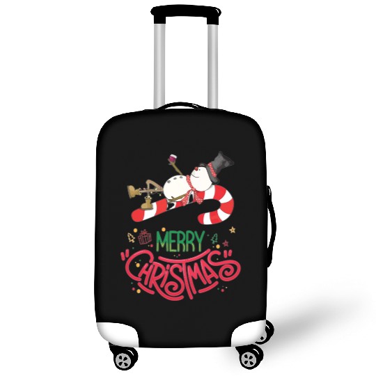Snowman Lying On Candy Cane Merry Christmas Luggage Covers