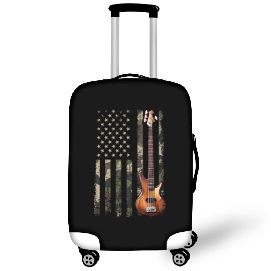 bass guitar american flag, funny bass player Luggage Covers