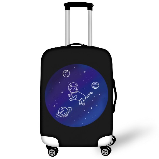 Doodle-Style Hand Drawn Space Cat Luggage Covers