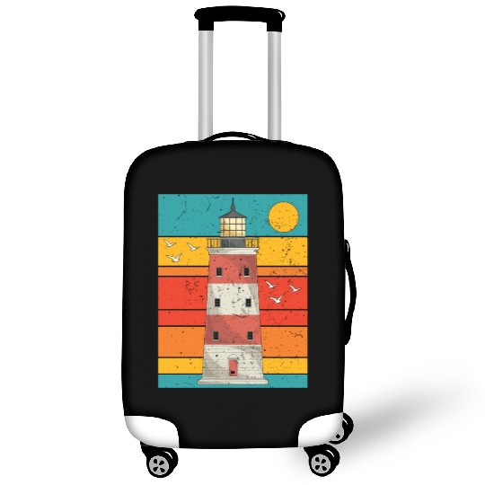 Retro full moon sea gift lighthouse Luggage Covers