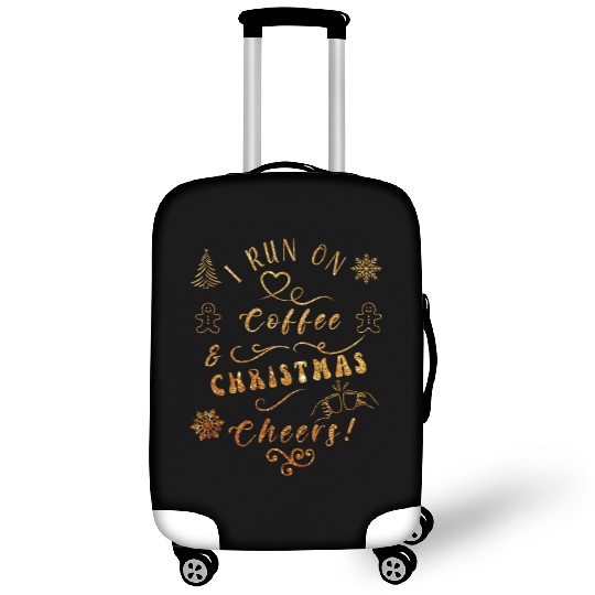 I run on coffee and xmas dark glitter gold Luggage Covers