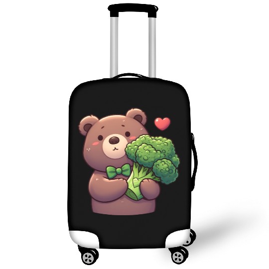 Bear in love hugs huge broccoli Luggage Covers