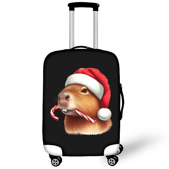 Festive capybara with candy cane Luggage Covers