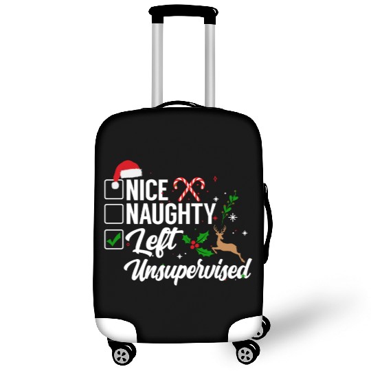 Christmas Nice Naughty Left Unsupervised Reindeer Luggage Covers