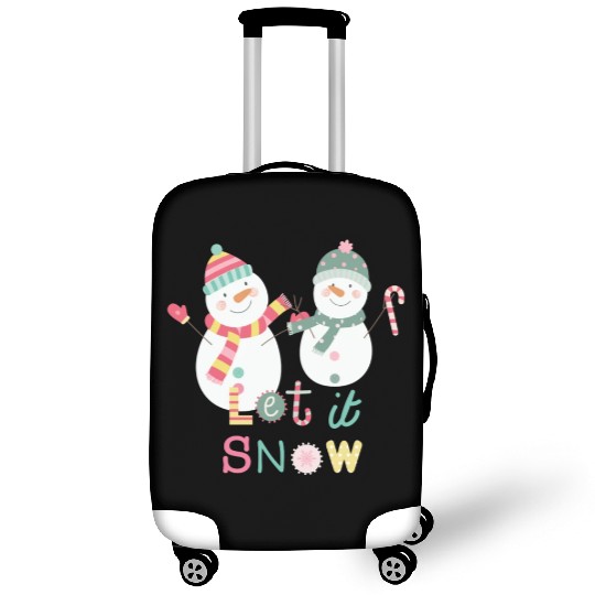 Fun Snowman Let It Snow Colorful Christmas Luggage Covers