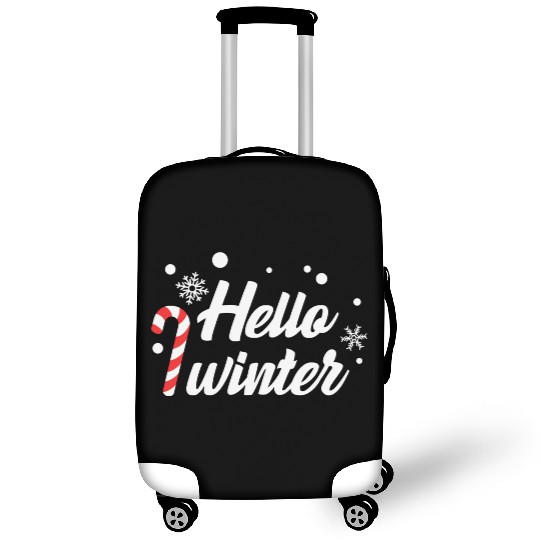 Hello Winter Christmas Candy Canes Luggage Covers