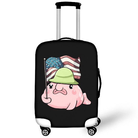Kawaii Patriotic Blobfish 4th of July US Flag Luggage Covers