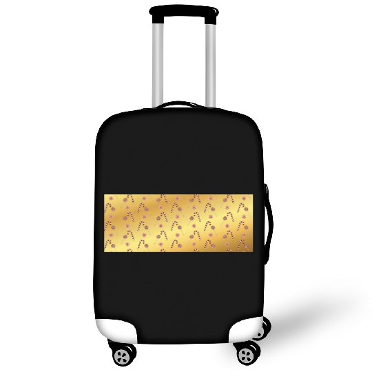 Christmas candy canes on a golden imitation backgr Luggage Covers
