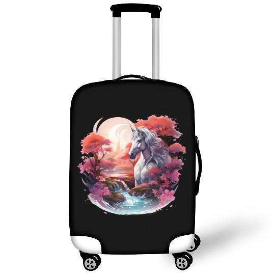 Joyful unicorn scene with a smiling unicorn Luggage Covers
