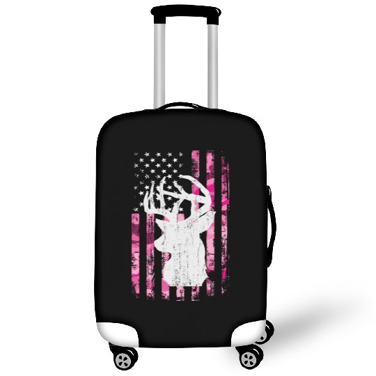 Deer Hunting Camo Pink Camouflage American Flag Luggage Covers