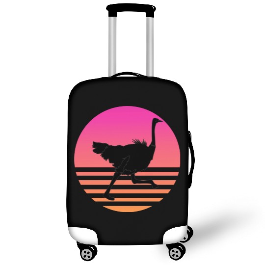 Ostrich Running Retro Sunset Luggage Covers