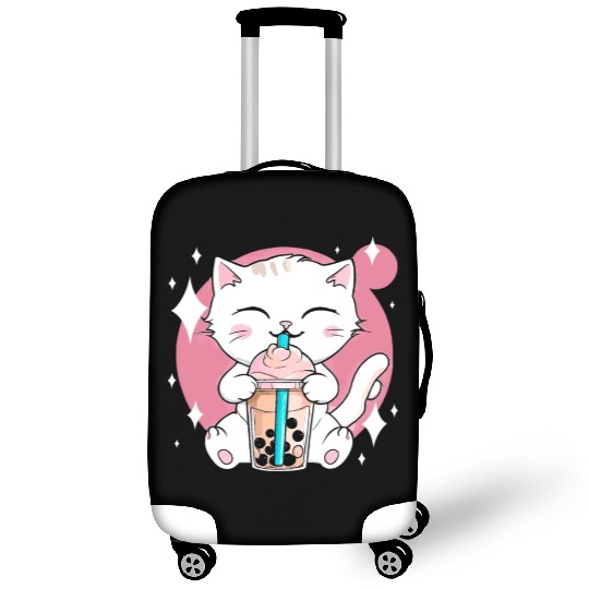 Kawaii Bubble Tea Cat Boba Milk Luggage Covers