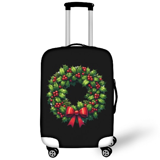 Festive Foliage: Classic Christmas Wreath Luggage Covers