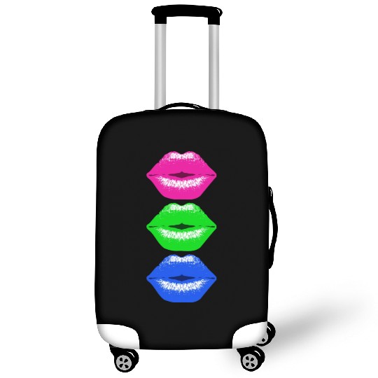 3 Kissing Lips Neon Colors Luggage Covers