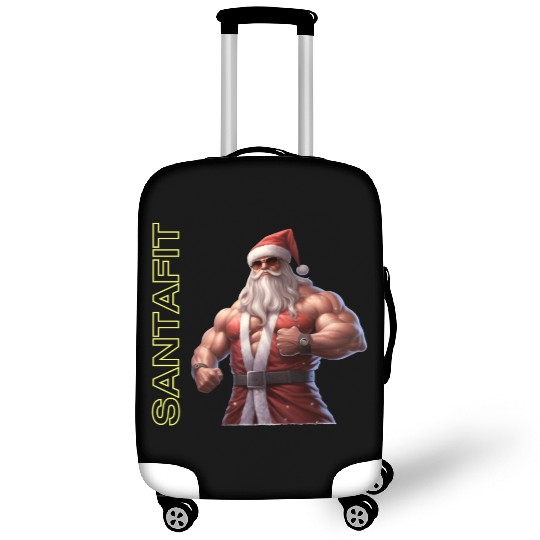 "Unisex Santa Fitness Luggage Covers: Sporty Christmas