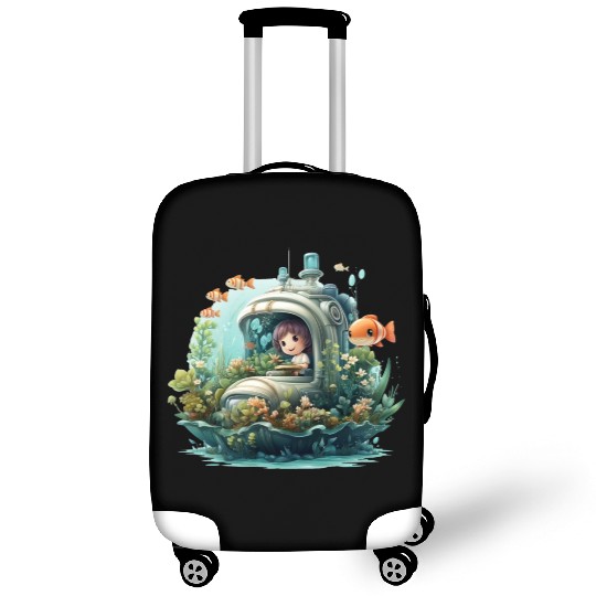 A delightful kawaii book submarine exploring Luggage Covers