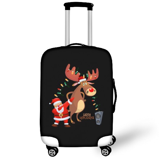 Christmas Lights Dabbing Santa Dancing Rudolph Luggage Covers