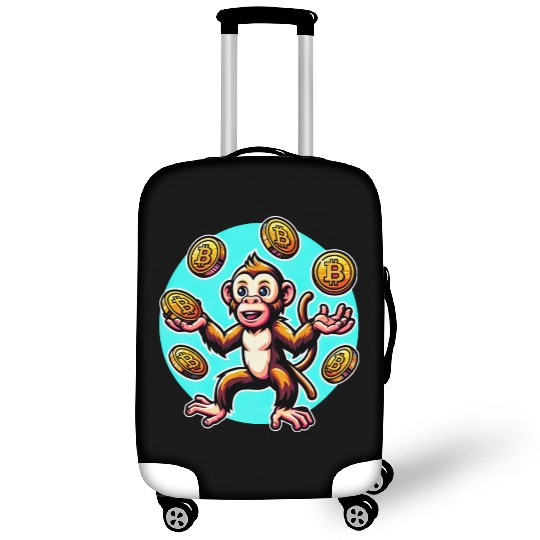Bitcoin Juggling Monkey - Digital Art Luggage Covers