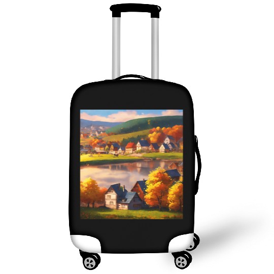 relaxing village skyline in autumn 1 Luggage Covers